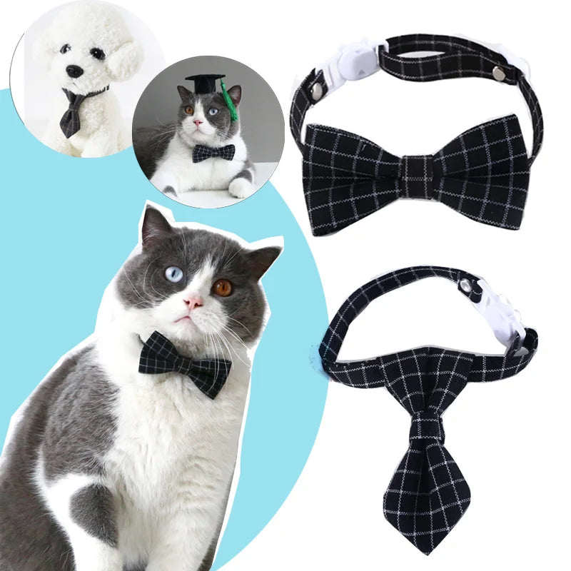 Pet Bow Tie Adjustable Cat Neck Tie Puppy Costume Breakaway Small Dogs Bowtie Collar Cats Grooming Ties Party Accessories