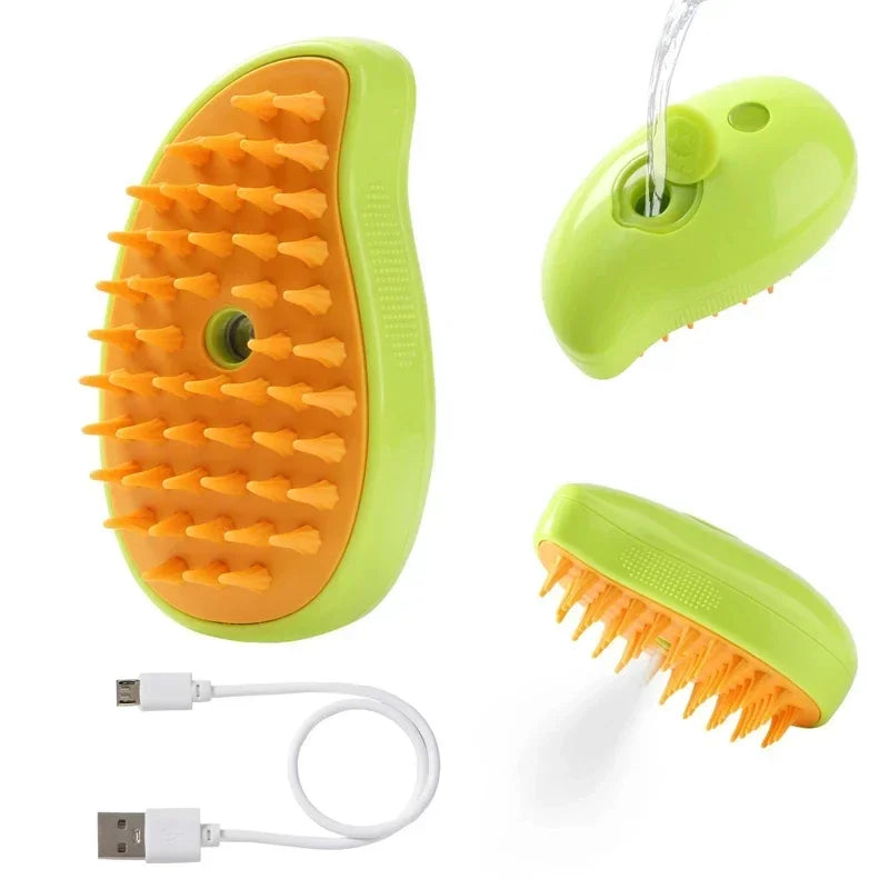 3 in 1 Pet Electric Steam Brush Cat Dog Cleaning Spray Massage Grooming Comb rotate Handle Pet Hair Removal Beauty Brush