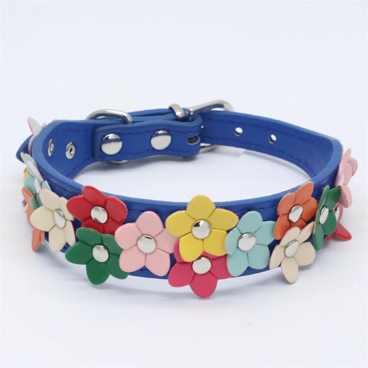 Portable Flowers Pet Dog Collar Leash PU Leather Cat Chain Neck Strap for Small Middle Large Animal Teddy Chihuahua Pug Fashion