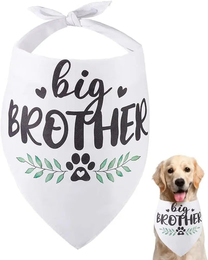 1 Pc Pet Dog Bandana White Cotton Paw Prints Triangle Pet's Bandana Big Brother Words Plant Washable Puppy Cat making kit