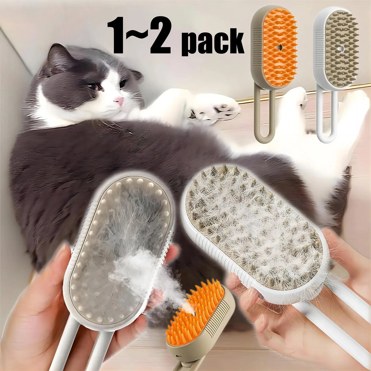 3 in 1 Pet Electric Steam Brush Cat Dog Cleaning Spray Massage Grooming Comb rotate Handle Pet Hair Removal Beauty Brush